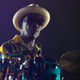 Drummer Tony Allen performs live with Dj and producer Jeff Mills during the event called ‘AFRICA NOW @OGR’ on September 22, 2018 in Turin, Italy.